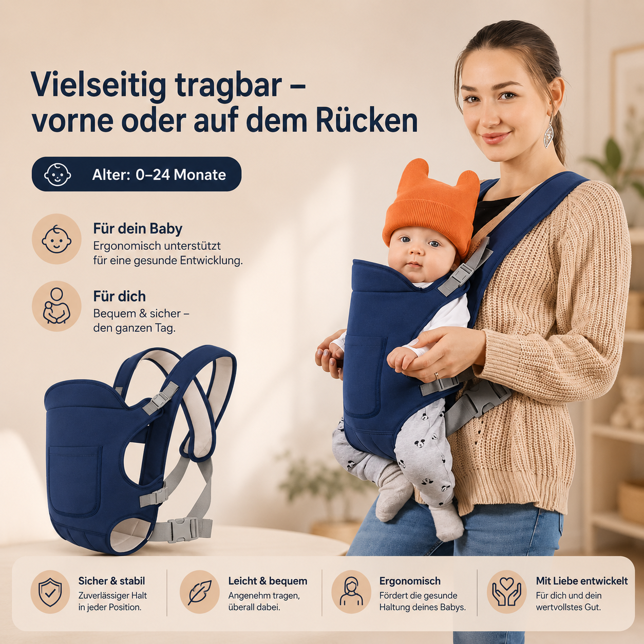 Asnova Babytrage – Komfortabel & vielseitig