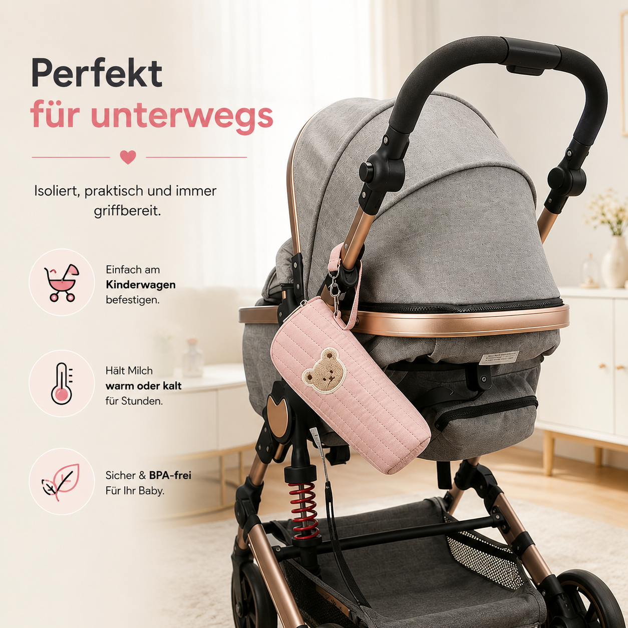 Asnova Isolierte Babyflaschen-Tasche für unterwegs