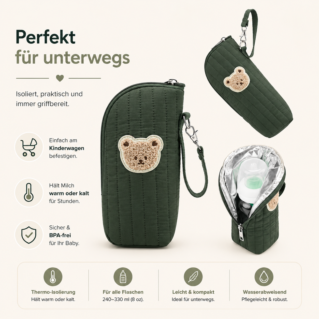 Asnova Isolierte Babyflaschen-Tasche für unterwegs