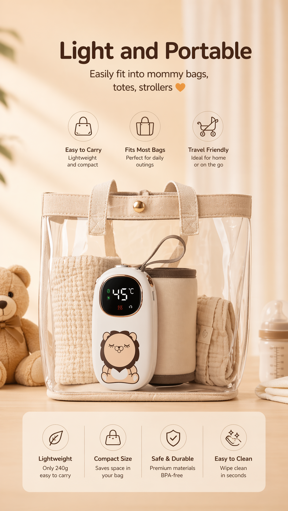 Tragbarer Baby Flaschenwärmer USB