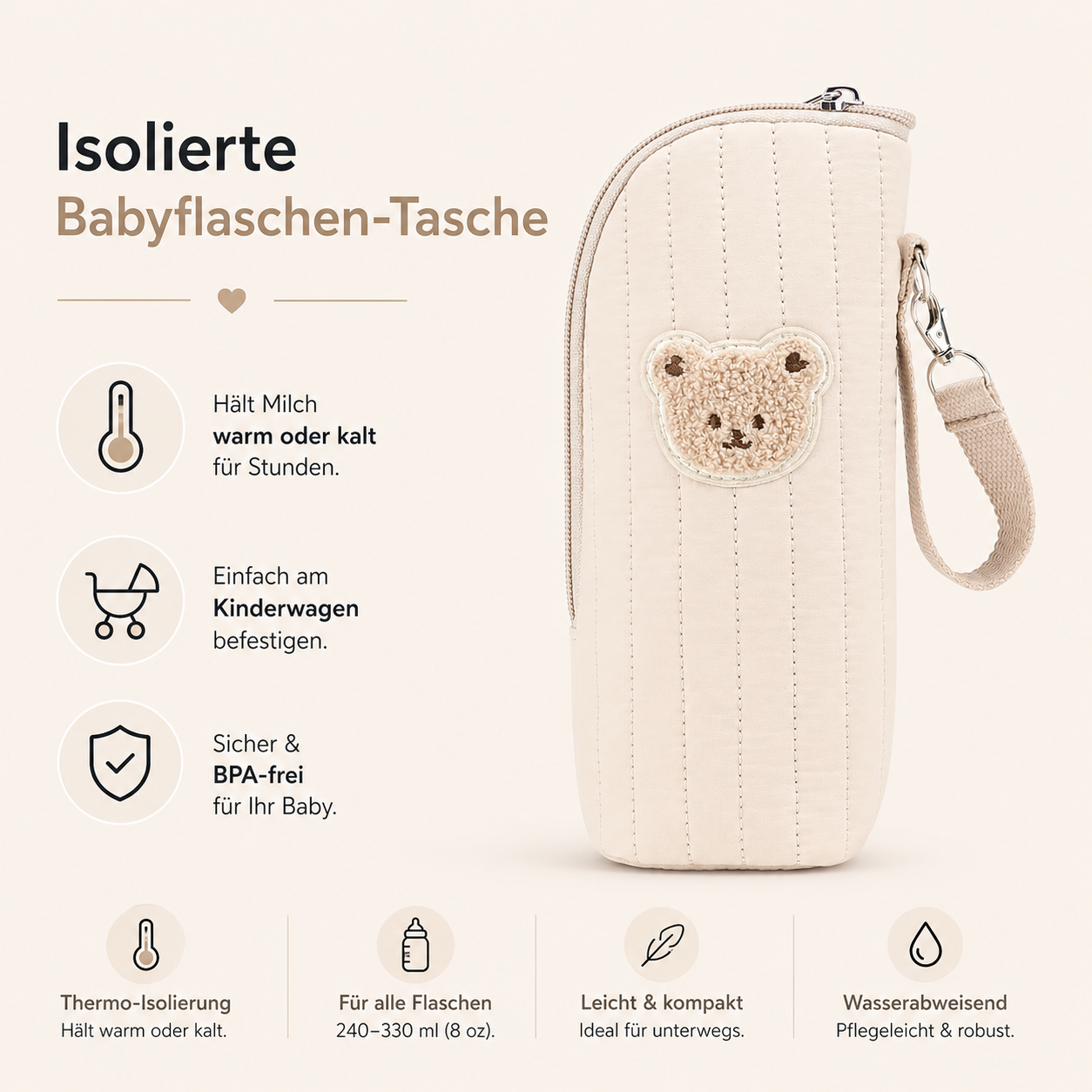 Asnova Isolierte Babyflaschen-Tasche für unterwegs