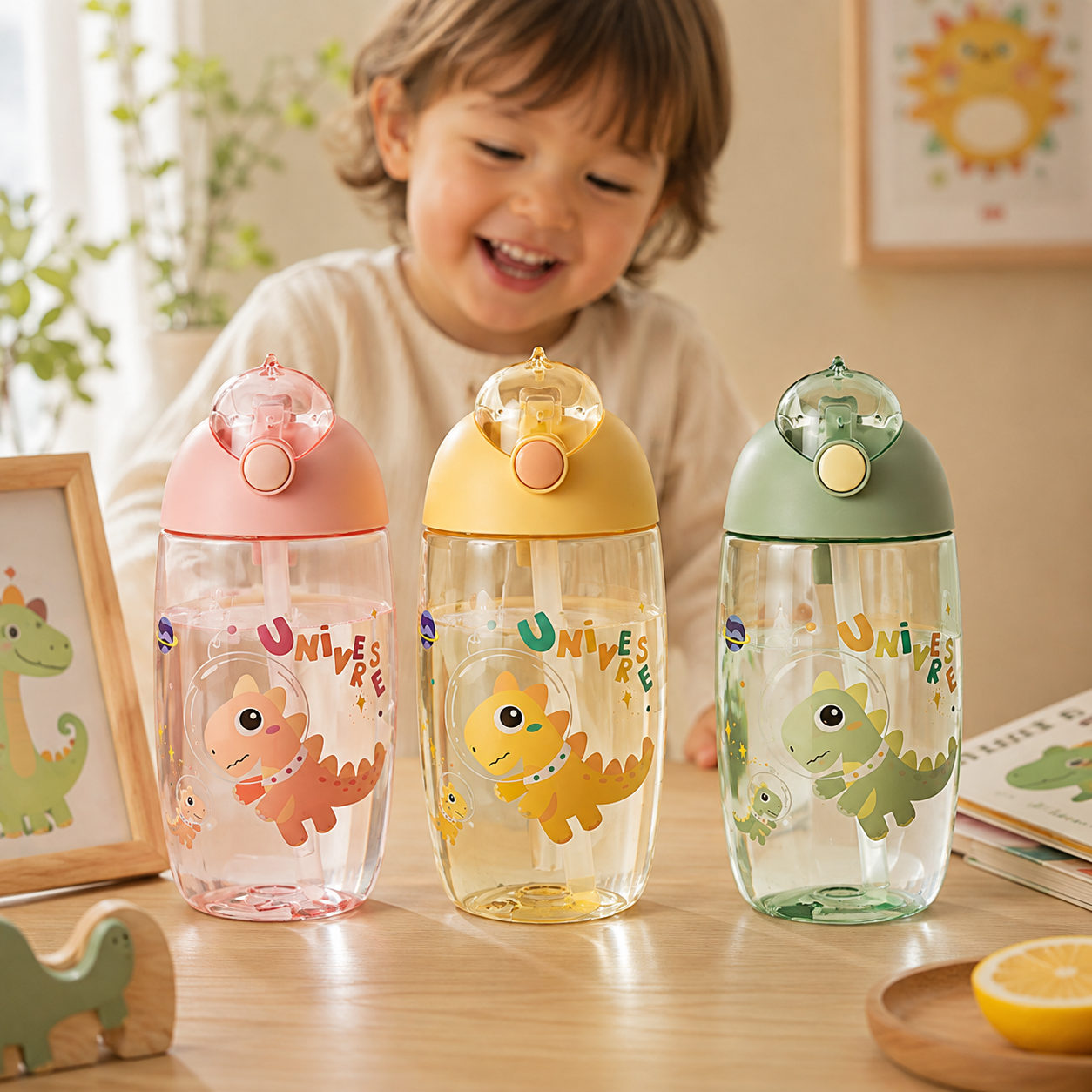 Asnova Kinder-Trinkflasche 500 ml mit Dinosauriermotiv
