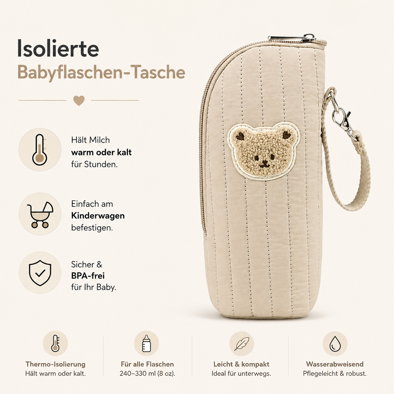 Asnova Isolierte Babyflaschen-Tasche für unterwegs