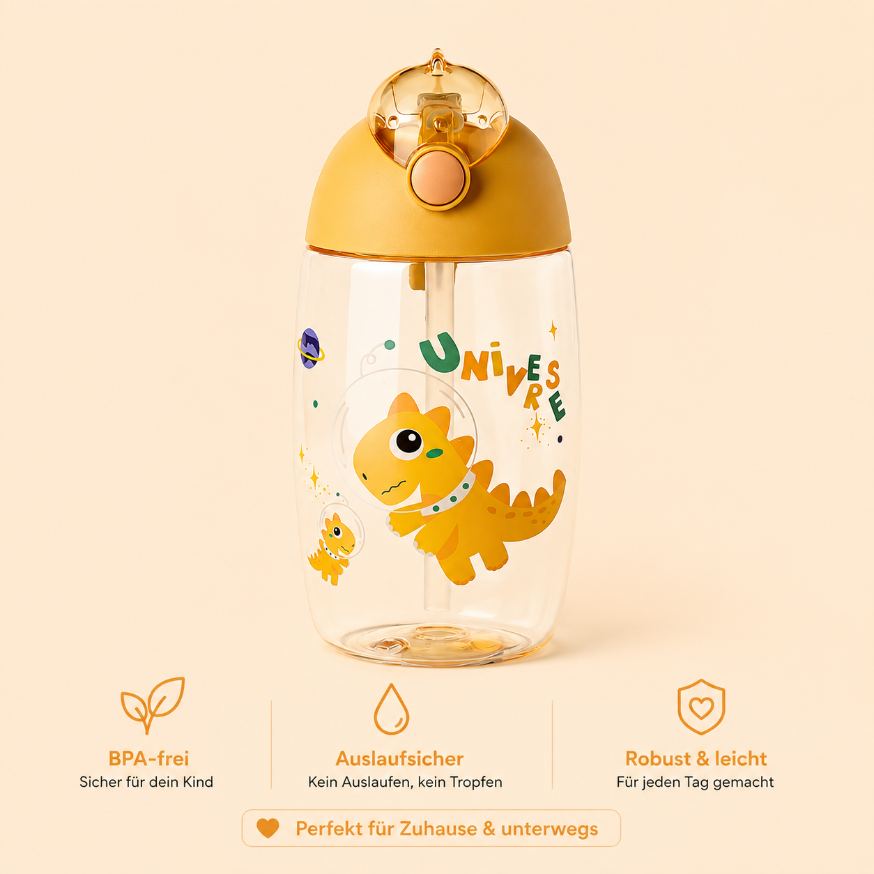 Asnova Kinder-Trinkflasche 500 ml mit Dinosauriermotiv