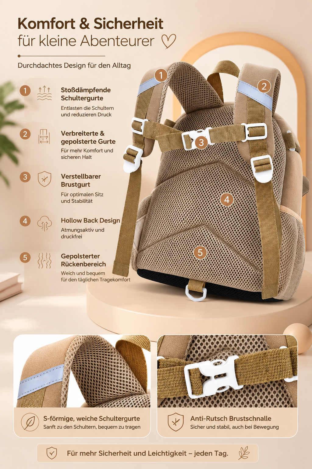 Asnova Kinder-Rucksack mit Tiermotiv