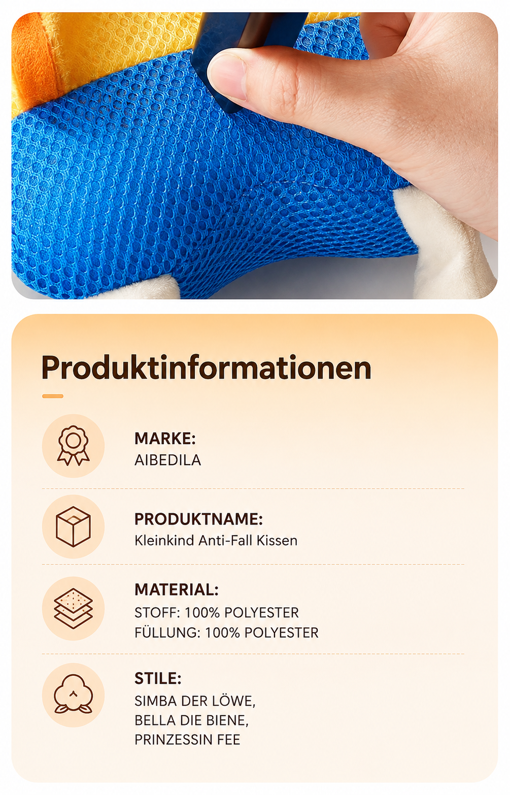 Asnova Baby-Kopfschutzkissen
