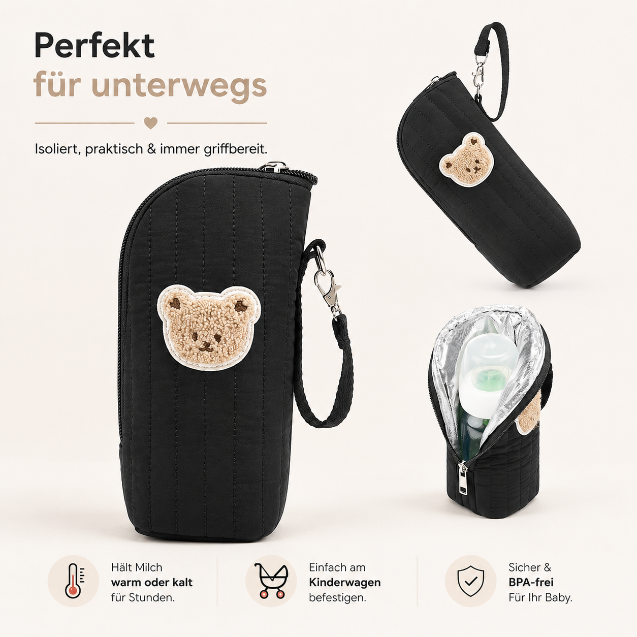 Asnova Isolierte Babyflaschen-Tasche für unterwegs