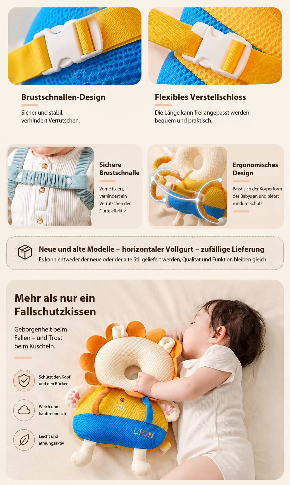 Asnova Baby-Kopfschutzkissen