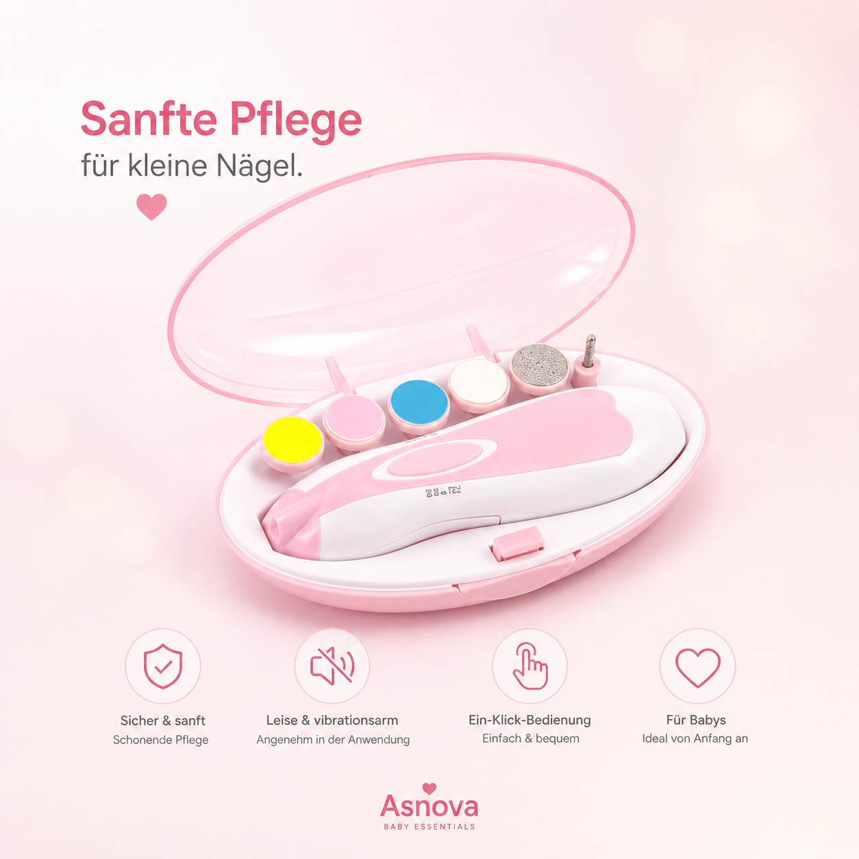 Asnova Elektrisches Baby-Nagelpflege-Set | Sanft & Sicher