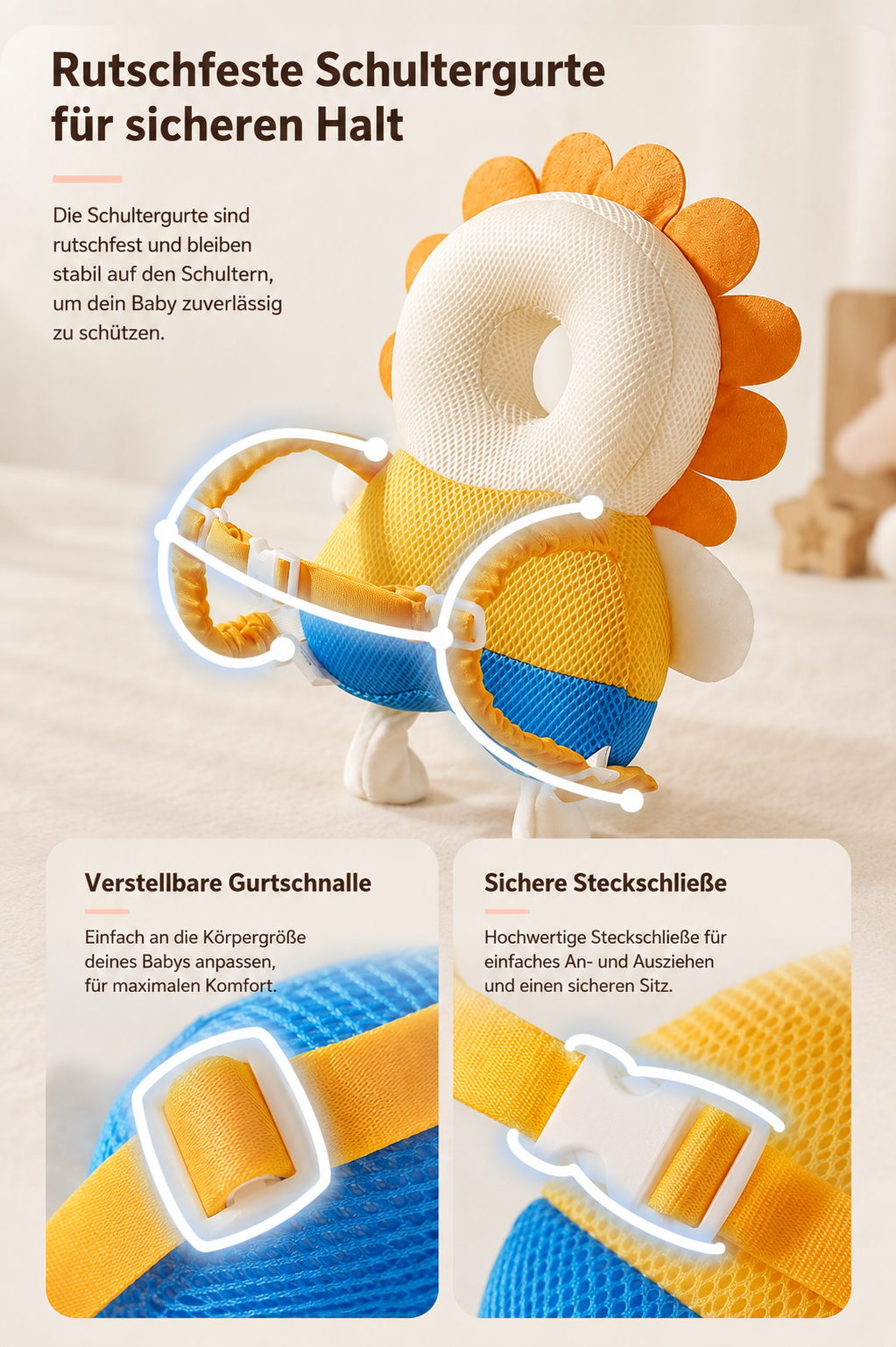 Asnova Baby-Kopfschutzkissen