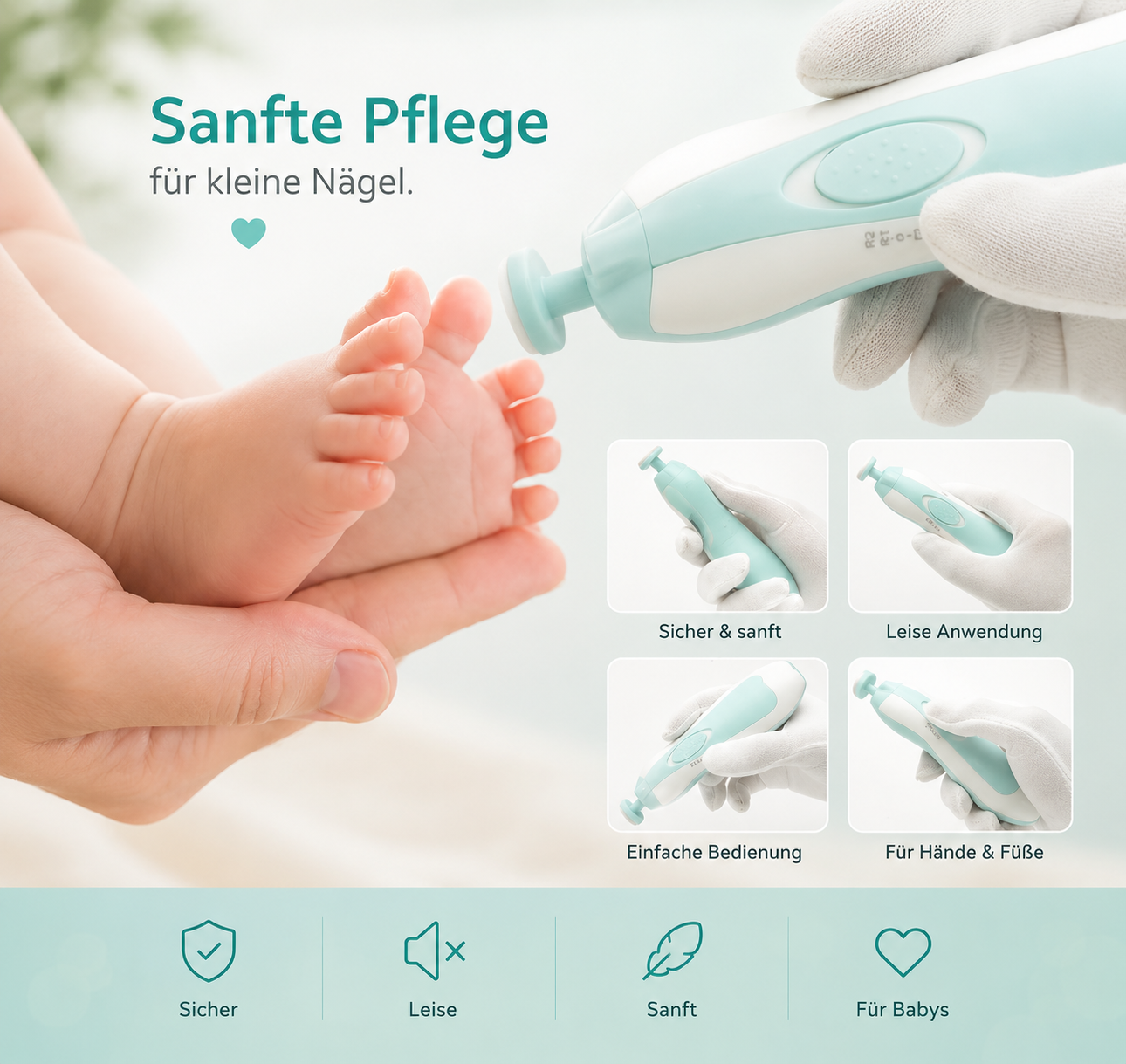 Asnova Elektrisches Baby-Nagelpflege-Set | Sanft & Sicher