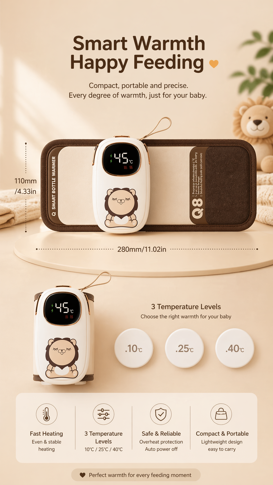 Tragbarer Baby Flaschenwärmer USB