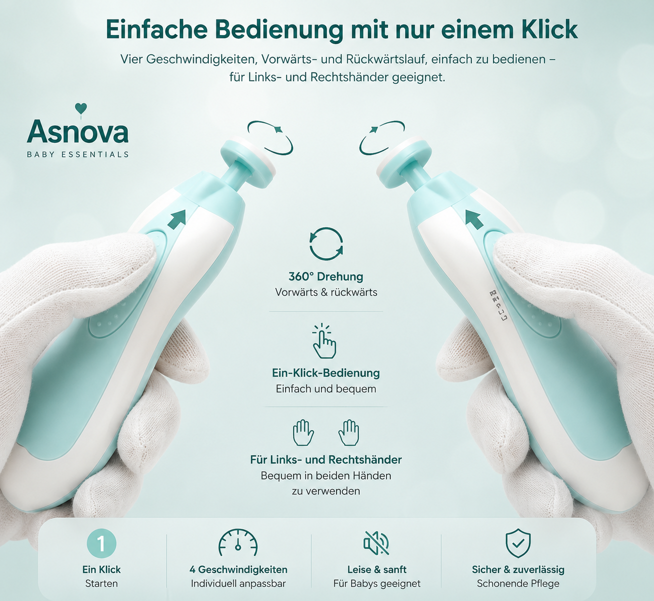 Asnova Elektrisches Baby-Nagelpflege-Set | Sanft & Sicher
