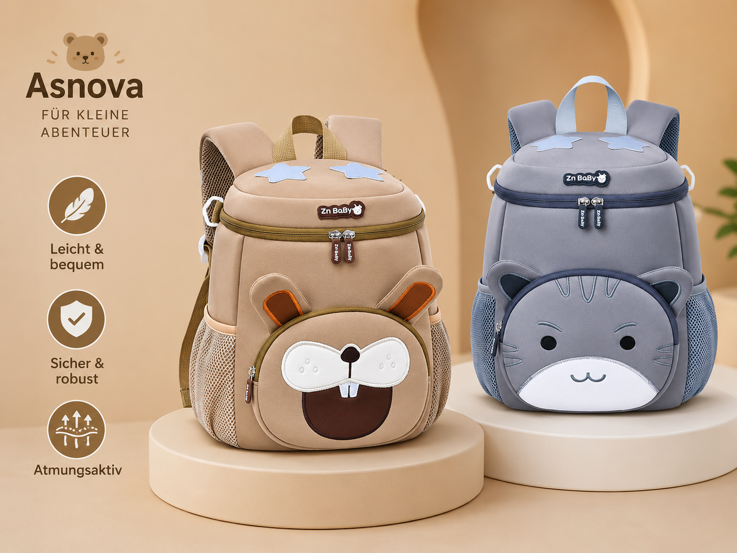 Asnova Kinder-Rucksack mit Tiermotiv